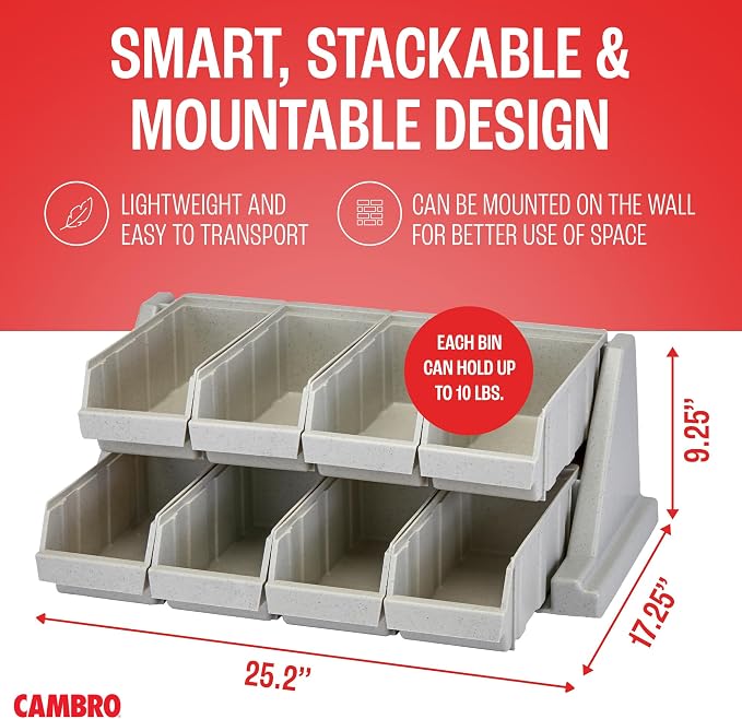 Cambro Versa - Self Serve Condiment and Utensil Bin - 8 Storage Bins - Ideal for Food and Coffee Condiments (Gray) - Image 5