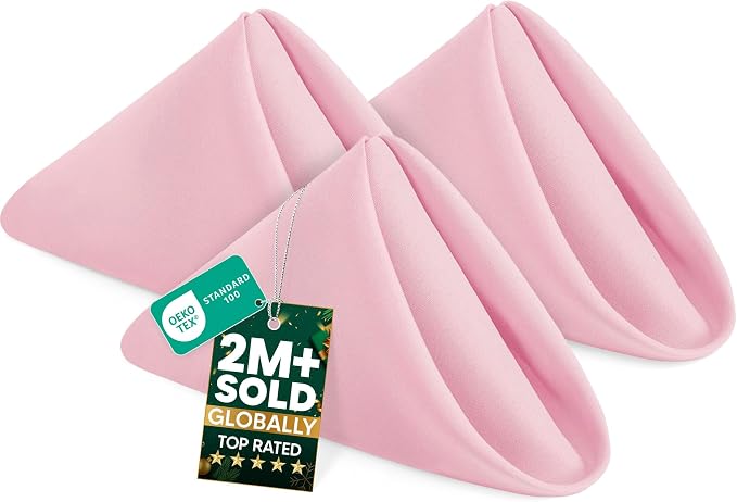 Utopia Home [12 Pack, Pink] Cloth Napkins 20x20 Inches, 100% Polyester | Hemmed Edges, Washable and Reusable Ideal for Parties, Weddings and Dinners by UTOPIAHOME