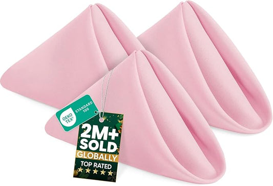 Utopia Home [12 Pack, Pink] Cloth Napkins 20x20 Inches, 100% Polyester | Hemmed Edges, Washable and Reusable Ideal for Parties, Weddings and Dinners by UTOPIAHOME