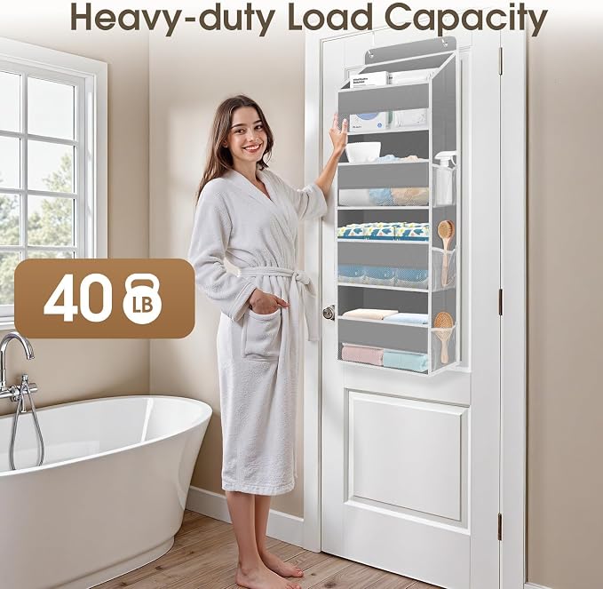2 Pcs Over The Door Organizer Large Capacity Hanging Storage Room Organizer | 40 lb Capacity, Ultra-Sturdy, Foldable, Mesh Design with Clear Window, Space-Saving Organizer for Pantry, Nursery & Closet - Image 5