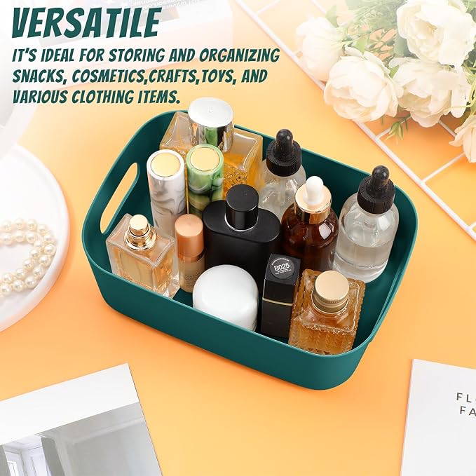 Zopeal Plastic Storage Bins 10 Pcs Green Pantry Organizer Bins Small Baskets Storage Containers for Home Kitchen (8 x 5.7 x 3 Inch) - Image 3