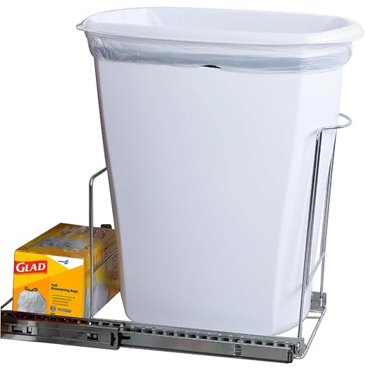 HOLDN’ STORAGE Pull-Out Trash Can for Under-Cabinet, 10 Gal / 40 qt | Heavy-Duty Chrome, Smooth Slide with Trash Bag Storage, Fits 11" Cabinet Opening (Bin Not Included) by HOLDN%E2%80%99STORAGE