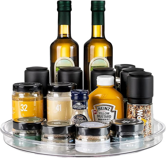 Clear Lazy Susan Organizer, Non-Skid 13" Plastic Lazy Susan Turntable for Cabinet Rotating Pantry Lazy Susan Cabinet Organizer, Storage Containers for Kitchen, Refrigerator Countertop, Bathroom by vacane