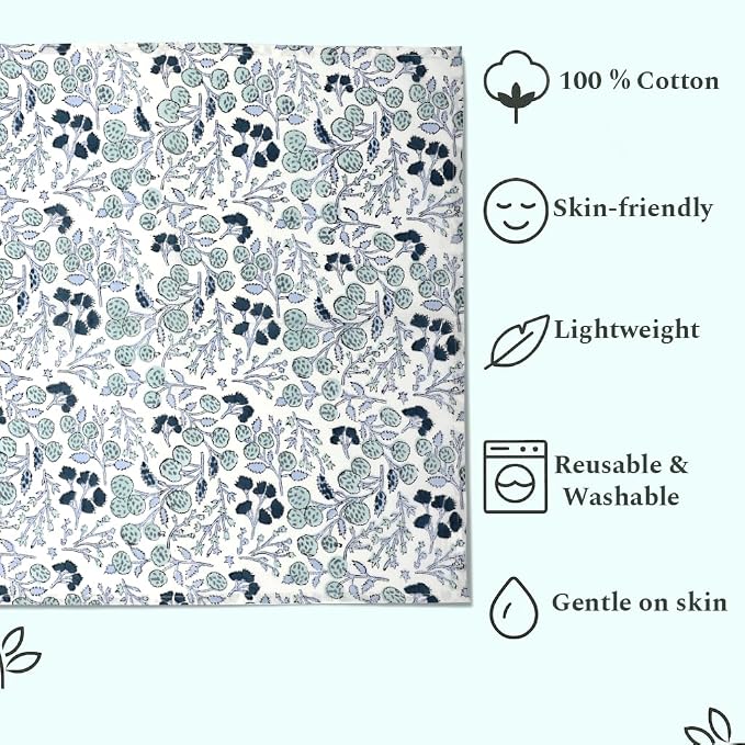 Denim Blue Hand Block Print 100% Cotton Napkins 18" x 18" (Set of 4) Reuseable Kitchen Napkins Cloth Decor Dinner Party Wedding Cocktail Gift for Spring, Easter, Summer - Image 8