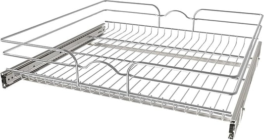 Rev-A-Shelf Steel Wire Pullout Drawer Organizer Shelf for Kitchen Cabinets, Slide Out Storage Basket, Min Opening Width of 23.5", 24" x 22", 5WB1-2422CR-1 by Rev-A-Shelf