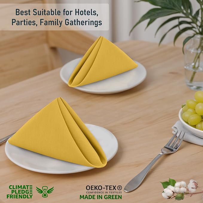 Ruvanti Cloth Napkins Set of 12, 18x18 Inches, 100% Cotton, Washable, Soft & Absorbent, Perfect for Wedding, Christmas, ‎Thanksgiving Dinners - Spicy Mustard - Image 7