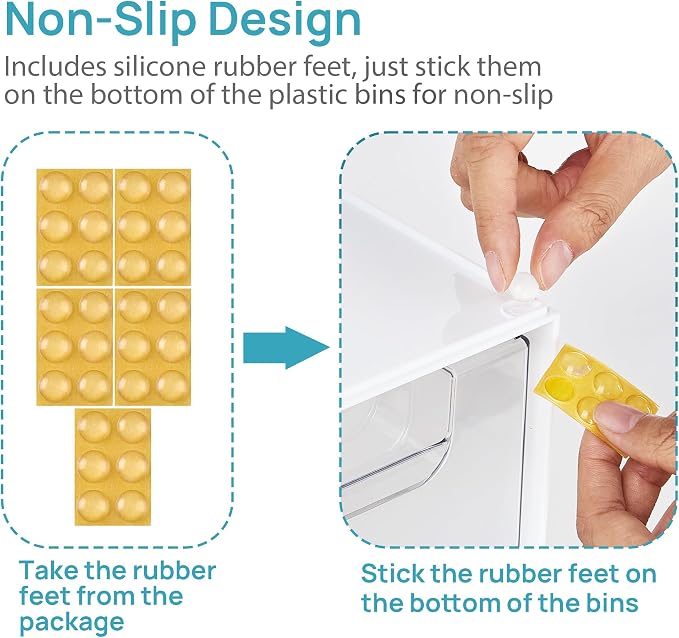 Vtopmart Stackable Storage Drawers Set of 5, Plastic Organizer Bins for Baby Bottle, Beauty Supplies Storage, Ideal for Kichen Countertop, Vanity, Bathroom, Cabinet, Pantry Organization,White - Image 9