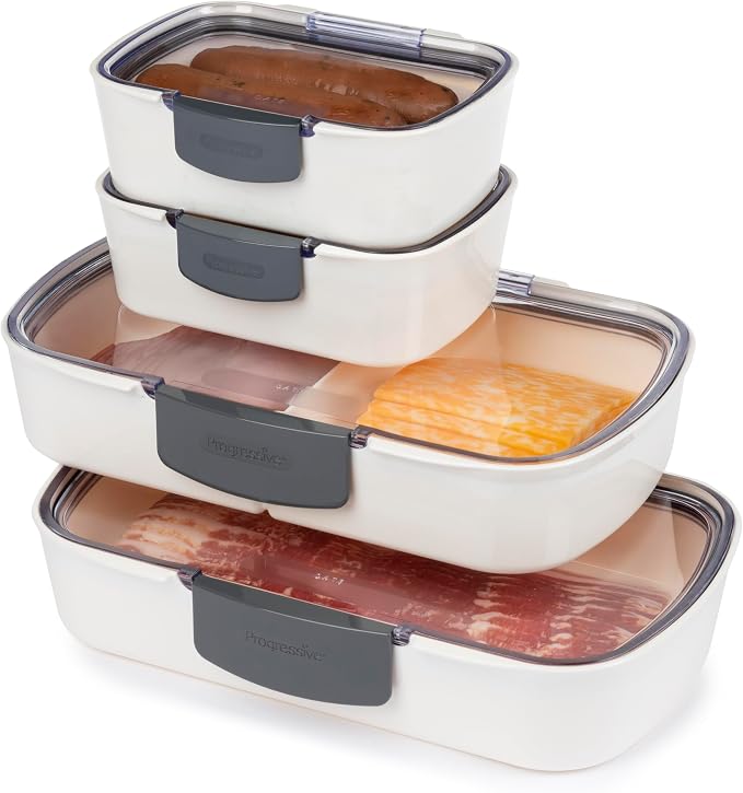 ProKeeper 4-Piece Deli Storage Container Set, Airtight Seal and Fresh Lock | Ideal Storage Container for Meats, Cheeses, and Produce, Dry-Erase Compatible Lids for Labeling, BPA-Free and Dishwasher Safe by ProgressiveInternational