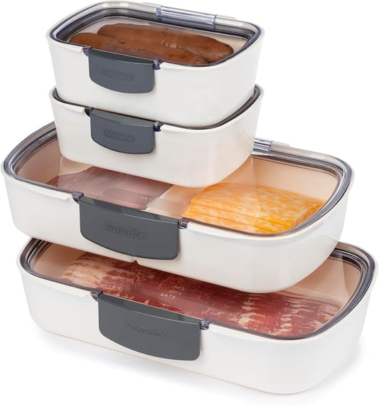 ProKeeper 4-Piece Deli Storage Container Set, Airtight Seal and Fresh Lock | Ideal Storage Container for Meats, Cheeses, and Produce, Dry-Erase Compatible Lids for Labeling, BPA-Free and Dishwasher Safe by ProgressiveInternational