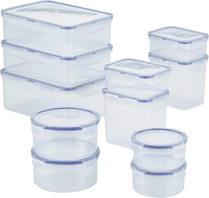 LocknLock Easy Essentials Food Storage lids/Airtight containers, BPA Free, 22 Piece, Clear - Image 9
