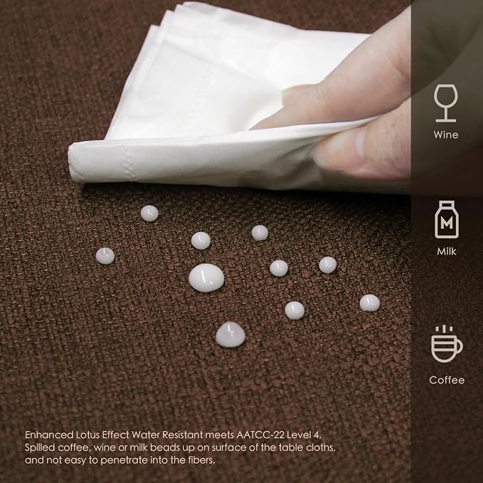 BALCONY & FALCON Rectangle Table Cloth Waterproof Brown 107" | Round Washable Wrinkle Resistant Table Cloth Linen Fabric Tablecloths for Dining Party Kitchen Wedding and Outdoor Use - Image 3