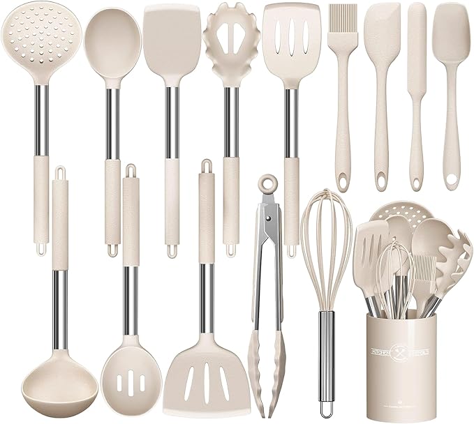 Stainless Steel Kitchen Cooking Utensil Set, Umite Chef 15 pcs Utensils - Nonstick Cookware Set Spatula -Kitchen Gadgets Tools Gift by UmiteChef