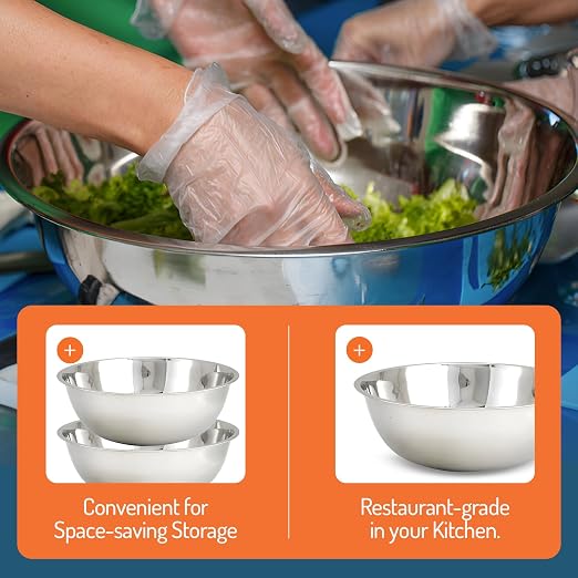Tiger Chef Heavy Duty Mixing Bowl 30 Quart All-purpose Mixing Bowls for Home and Commercial Use - Best Prep Bowls for cake mixtures, dough’s, salads, pastas, dressings Stainless Steel - 2 Pack - Image 3