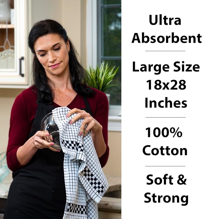 XLNT Highly Absorbent Kitchen Dish Towels 100% Cotton 18x28 inch – Ultra-Thick Dishcloths – Premium Weave for Drying & Cleaning – Soft, Durable & Lint-Free – Pack of 3 Green - Image 3