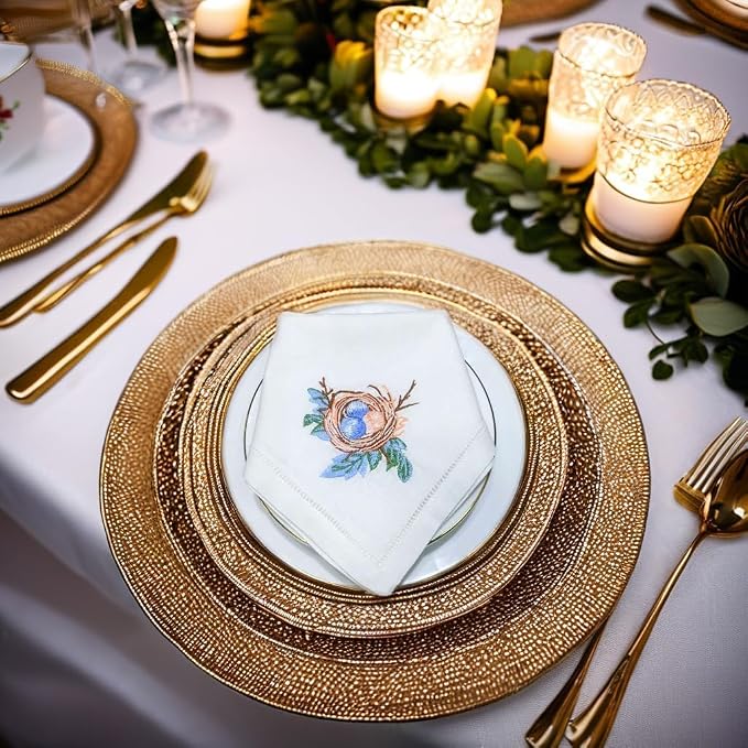 Embroidered Cloth Napkin Egg Nest Cotton Napkins (Set of 6, 18x18) – Charming, Eco-Friendly Dinner Napkins for Everyday Dining, Spring Celebrations & Gift Giving - Image 9