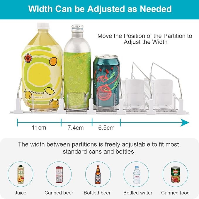 3 Pack Drink Organizer for Fridge, Self Pushing Fridge Drink Organizer | Self Pushing Soda Dispenser for Refrigerator, Automatic Drink Dispenser for Fridge, Holds up to 75 Cans (15 Rows) - Image 3