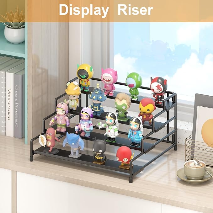 RUILALIFE 4-Tier-Spice-Rack-Organizer-for-Cabinet, Adjustable Depth Spice Holder Shelf For Countertop Pantry Cupboard, Metal Tiered Seasoning Organizer,Display Shelf Riser (Black-1 Pack) - Image 6