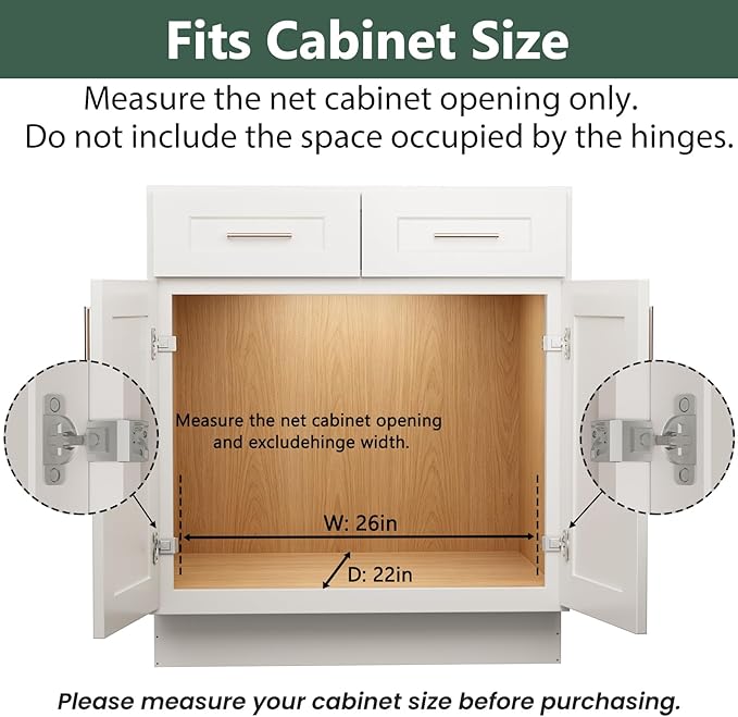 LOVMOR Pull Out Cabinet Organizer 25½" W x 21½" D, Kitchen Cabinet Pull Out Shelves Slide Out Storage - Image 4