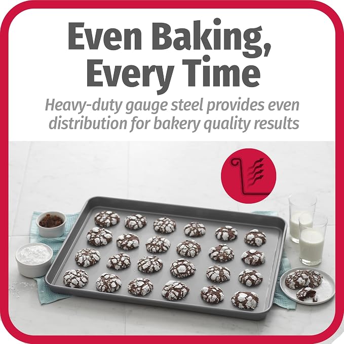 GoodCook Everday Nonstick Carbon Steel 15” x 21” Baking Sheet Set, 2 Pack – Extra-Large Carbon Steel Cooking Pans, Bakeware Set, Cookie Sheets for Baking, Oven Pan Set - Image 3