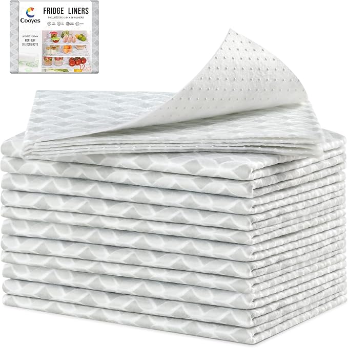 Cooyes Refrigerator Liners 17.7" x 24", Absorbent Strong Grip Fridge Liners Washable, Fridge Shelf Liner for Kitchen Cabinets, Non-Adhesive Refrigerator bin Liners and Mats by Cooyes