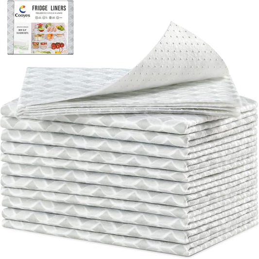 Cooyes Refrigerator Liners 17.7" x 24", Absorbent Strong Grip Fridge Liners Washable, Fridge Shelf Liner for Kitchen Cabinets, Non-Adhesive Refrigerator bin Liners and Mats by Cooyes