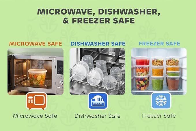 120 Sets Plastic Deli Containers with Lids - 8oz, 16oz Pint & 32oz Quart | Leak Proof, Microwaveable, Dishwasher & Freezer Safe - Plastic Food Storage, Meal Prep, Restaurant & Soup Containers - Image 7