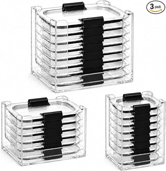 3PCS Food Container Lid Organizer Fit for Rubbermaid Brilliance Nap-on Lids | Clear Acrylic Stackable Lid Holder Rack, Holds 24 Lids, Fits 0.5, 1.3, 3.2 & 4.7 Cup Lids, Stackable Kitchen Storage by Unknown