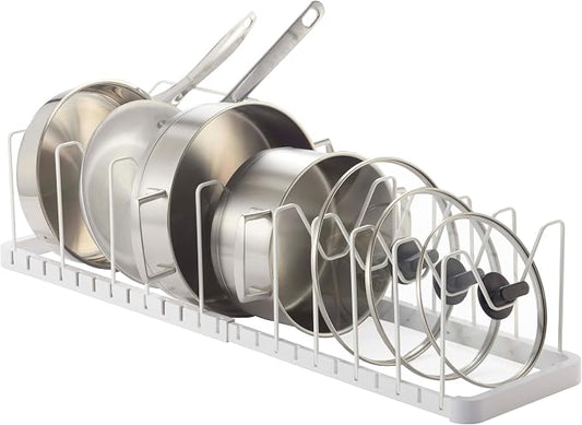 YAMAZAKI Home Tower Adjustable Lid & Pan Organizer – Kitchen Drawer Storage Shelf Rack | Adjustable kitchen drawer storage shelf rack organizes pot lids and pans. Built for daily use. Keeps essentials organized. by Unknown