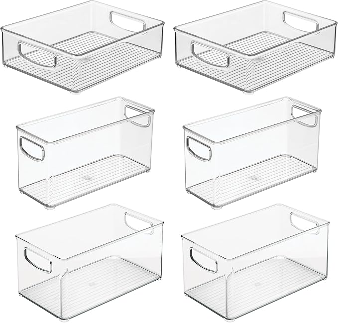iDesign Stackable Pantry Bins, 2 Small, 2 Medium, and 2 Large Bins, 6 Pack, Clear, Made in USA - Image 10