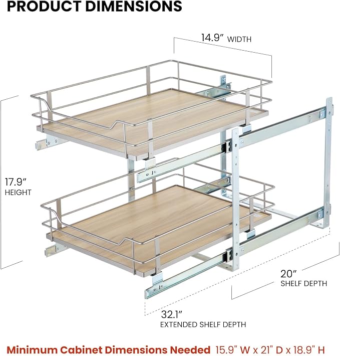 Home Zone Living Pull Out Kitchen Cabinet Organizer - Image 3