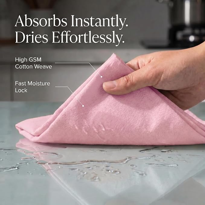 Urban Villa Kitchen Towels Cotton Dish Towels 20”x30” (Set of 6) Pink - Image 2