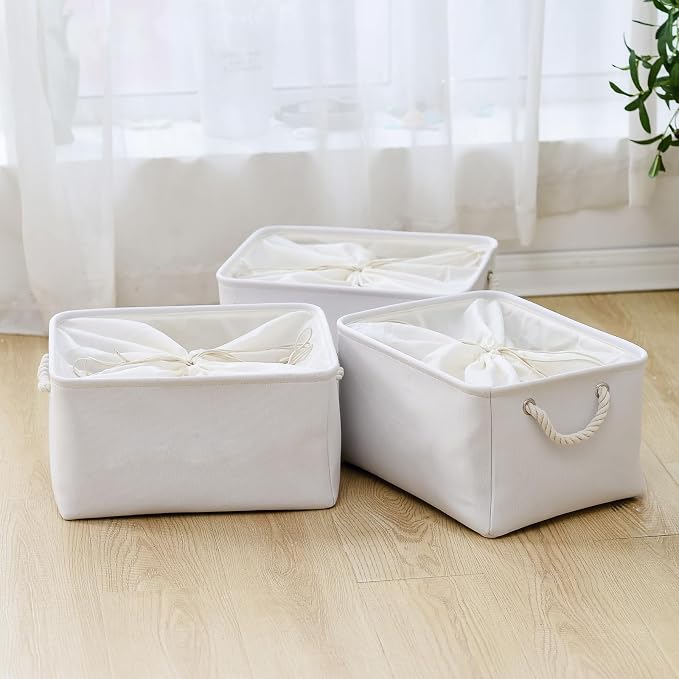 Storage Basket for Gifts Empty - X Large - 3 Pack 17.7L×13.8W×9.8H in Collapsible Storage Bin for Shelves, Toy Box Storage for Gifts Book Laundry (White) - Image 4