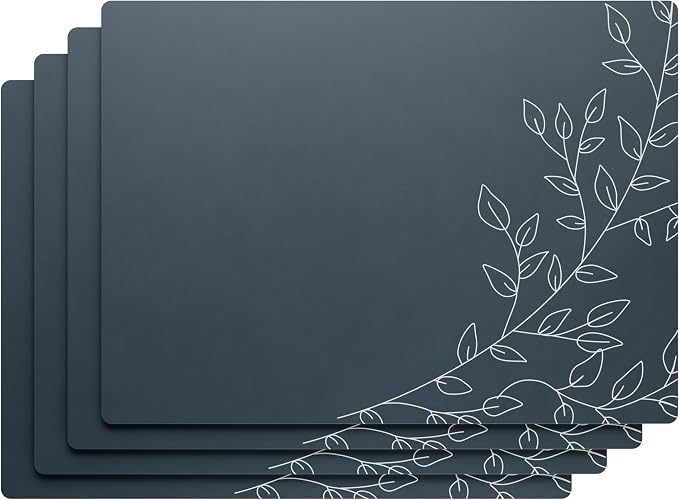 Royalty Art Boho Placemats, Set of 4, Mystic Midnight Blue, Cork Back | Wipeable heat resistant surface, kitchen and dining table protection, floral farmhouse pattern - Image 2