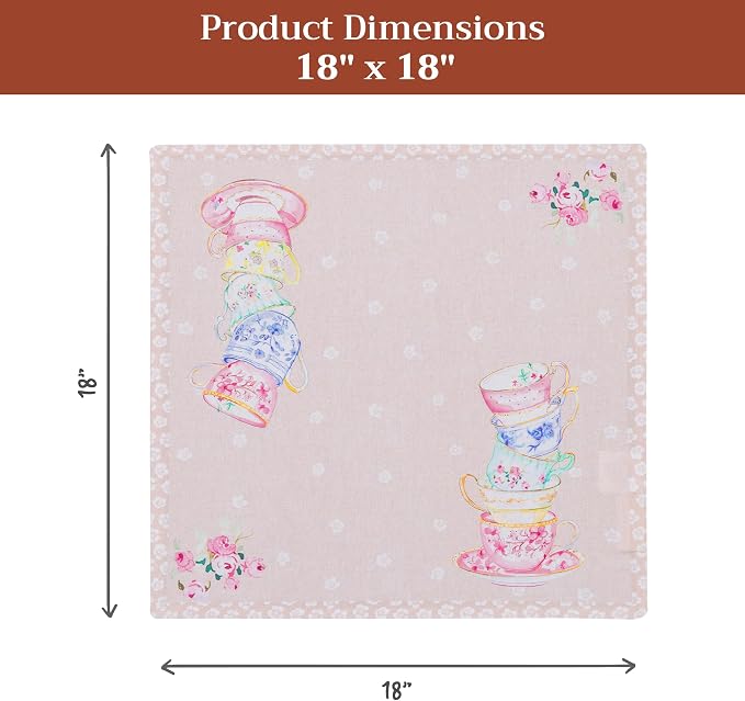Maison d' Hermine Cloth Napkins Set of 4 Reusable 100% Cotton (18" x 18") | Everyday Square Napkins Cloth Washable Dinner Party Wedding Restaurant Hotel Kitchen Spring Summer - High Tea - Image 7