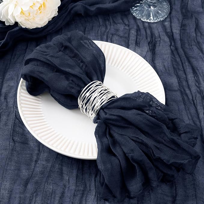DeZerlor Navy Blue Washable Cheesecloth Napkins Set of 50 for Party | Reusable Cloth Napkins Bulk, for Wedding Bridal Baby Shower Dinner Cocktail Birthday Home, 21x21 Inches by DeZerlor