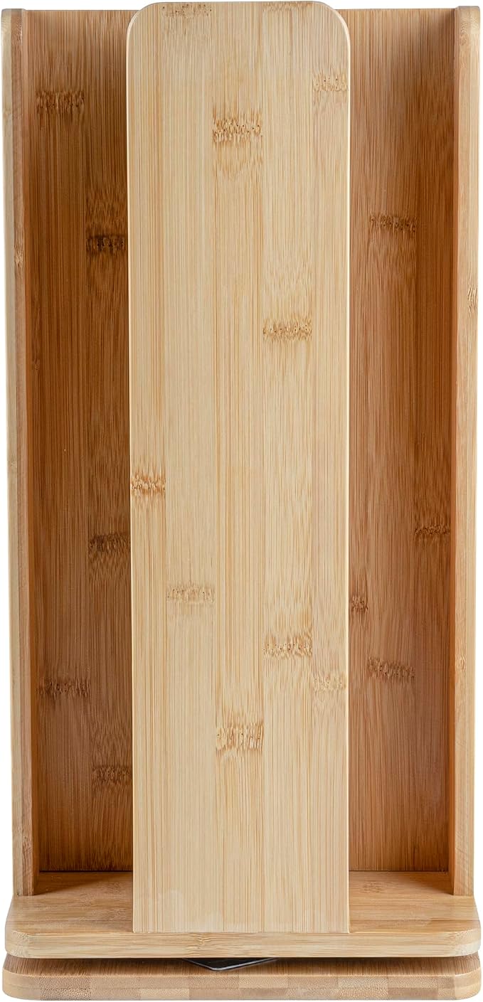 Restaurantware Restpresso 9 x 18 Inch Coffee Cup and Lid Organizer 1 Revolving Cup and Lid Holder - 4 Section Countertop Natural Bamboo Cup and Lid Dispenser For Restaurants Homes or Offices - Image 17
