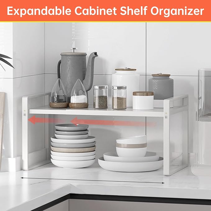 Expandable Cabinet Shelf Organizer, 14"-25" Adjustable Rack | Adjustable Width for Cabinet, 11" Wide Spice Rack, Countertop Shelf & Small Pantry Storage, Kitchen Counter Organizer - Image 6