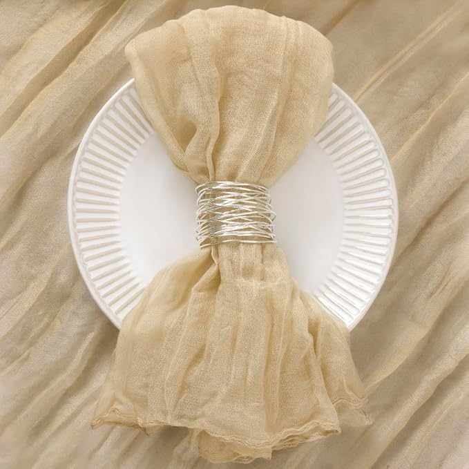 DeZerlor Champagne Washable Cheesecloth Napkins Set of 50 for Party | Reusable Summer Cloth Napkins Bulk, for Wedding Bridal Baby Shower Dinner Cocktail Birthday Home, 21x21 Inches - Image 2