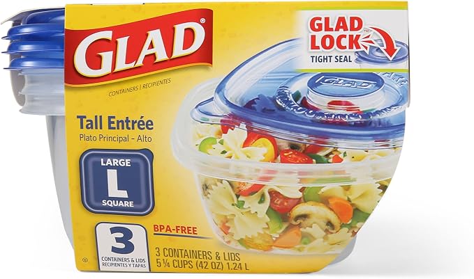 Glad GladWare Tall Entree Containers, Large Square, 42 Oz, 3 Count, 2-Pack | Stacks neatly in the fridge or freezer, ideal for casseroles and bulk meal prep, freezer safe - Image 7