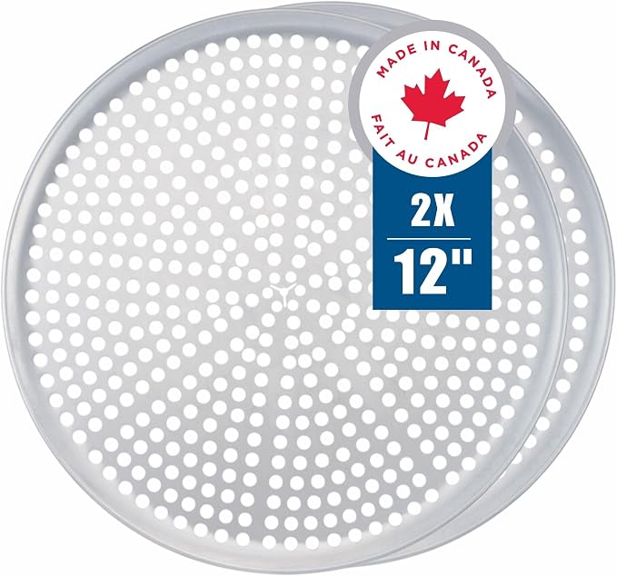 Norjac 12 Inch Pizza Pan with Holes – 2 Pack, Perforated Aluminum Baking Pans for Oven, Heavy-Duty & Rust-Free, Round Tray for Crispy Crust, Ideal for Homemade or Frozen Pizza by Norjac