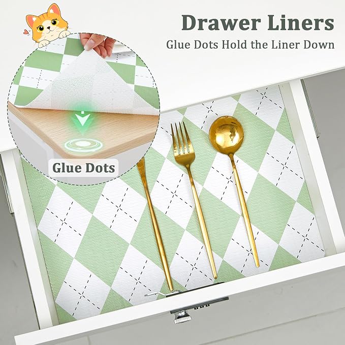 Shelf Liner for Kitchen Cabinets and Drawers, 24" x 240" Green | Non-Adhesive Design, Waterproof & Non-Slip Protection, Easy Cut to Fit, Washable and Reusable, Pantry Storage - Image 7
