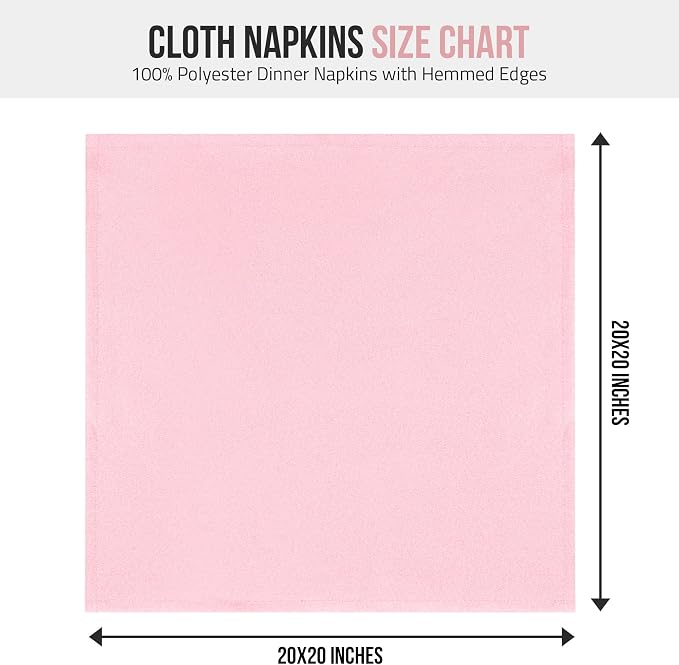 Utopia Home [12 Pack, Pink] Cloth Napkins 20x20 Inches, 100% Polyester | Hemmed Edges, Washable and Reusable Ideal for Parties, Weddings and Dinners - Image 3