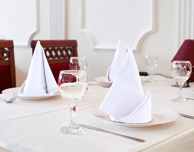 Utopia Kitchen Cotton Blend White Cloth Napkins [12 Pack, 20x20 Inch] | Absorbent Washable and Reusable for Dinner, Restaurant, Lunch, Wedding and Hotel - Image 2