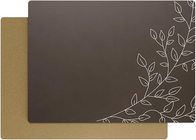 Royalty Art Boho Placemats, Set of 4, Brown, Non-Slip Cork Backed | Wipeable heat resistant surface, kitchen and dining table protection, floral farmhouse pattern by RoyaltyArt