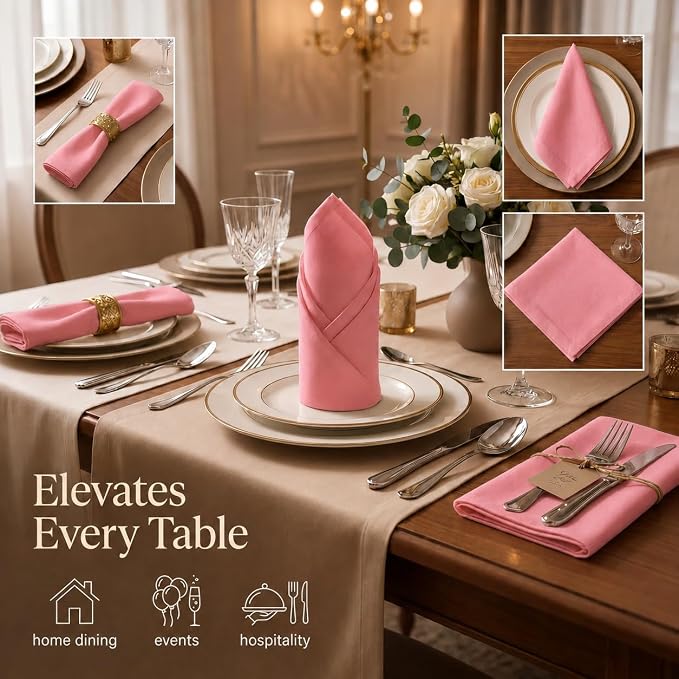Urban Villa Hemstitch Cloth Dinner Napkins Cotton 20”x20” (Set of 12)-Rust - Image 2