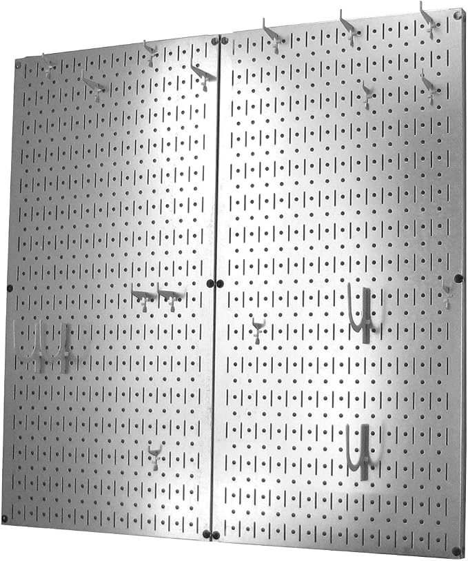 Wall Control Kitchen Pegboard Organizer Pots and Pans Storage Rack Organization Kit with Metallic Silver Pegboard and White Accessories - Image 2