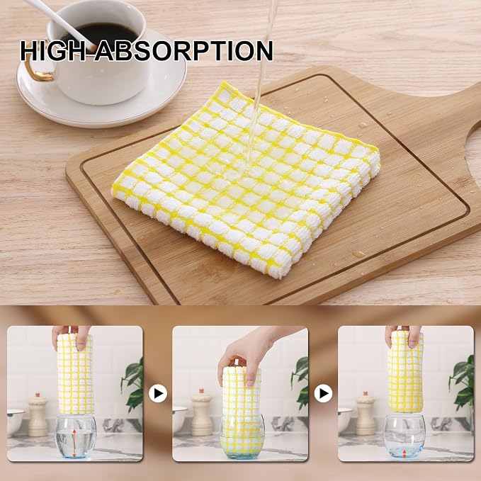 Kitinjoy Cotton 8 Pack Terry Kitchen Dish Cloths, Mixed Color | 12 x 12 Inches Super Soft and Absorbent Dish Rags, Quick Drying Dish towels for Washing Dishes - Image 3