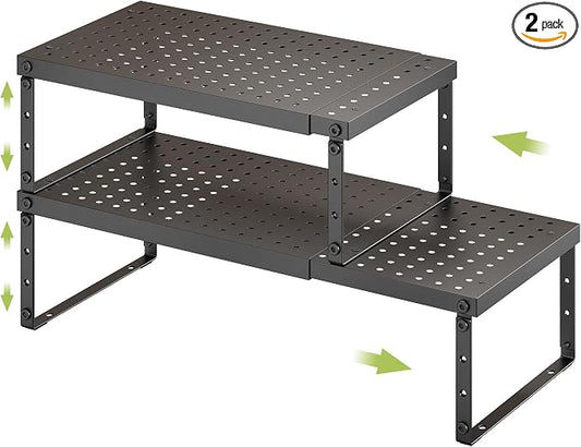 RUILALIFE Expandable Cabinet Organizer Shelf With Adjustable Height, Stackable Kitchen Countertop Organizer Rack, Adjustable Shelf Riser For Kitchen Counter, Pantry, Cupboard, Desk, Tabletop by RUILALIFE