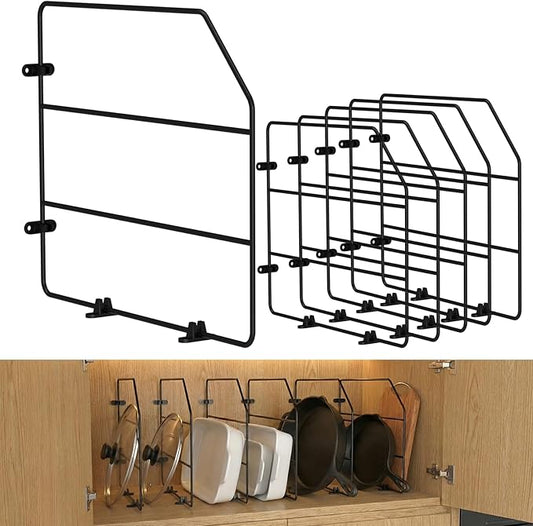 Baking Sheet Organizer Set of 6，17"x13" Vertical Tray Dividers for Kitchen Cabinets，Black Metal Cabinet Divider，Metal Wire Storage for Pans, Baking Trays and Cookware by XINWXSS