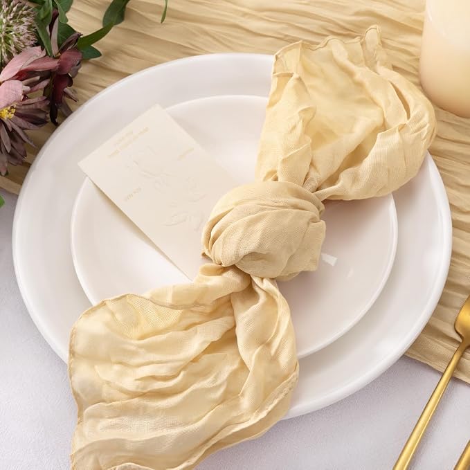 Cheesecloth Napkins Champagne Cloth Napkins Bulk Table Napkin,Set of 50 | 21''x21'',Washable Boho Table Gauze Fabric Napkins,for Wedding Baby Bridal Shower Dinner Party Decor - Image 5
